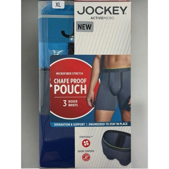 Jockey Active Microfiber Stretch Chafe Proof Pouch Boxer Brief 3-Pack XL NEW - Picture 10 of 12